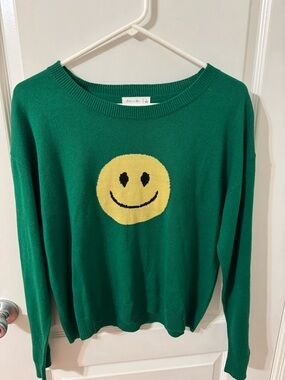 Active USA Green Crewneck Sweater with Yellow Smiley